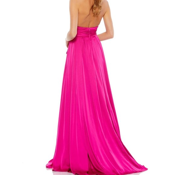 NWT Mac Duggal 26531 Halter Strap Soft Tie Gown in Magenta Pink Size 12 - Picture 3 of 8